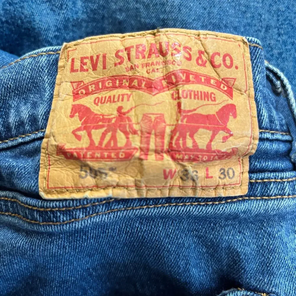 Levi's 505 Denim Jeans Regular Fit Men's W36 L29 99% Cotton Stretchy Goldenrod